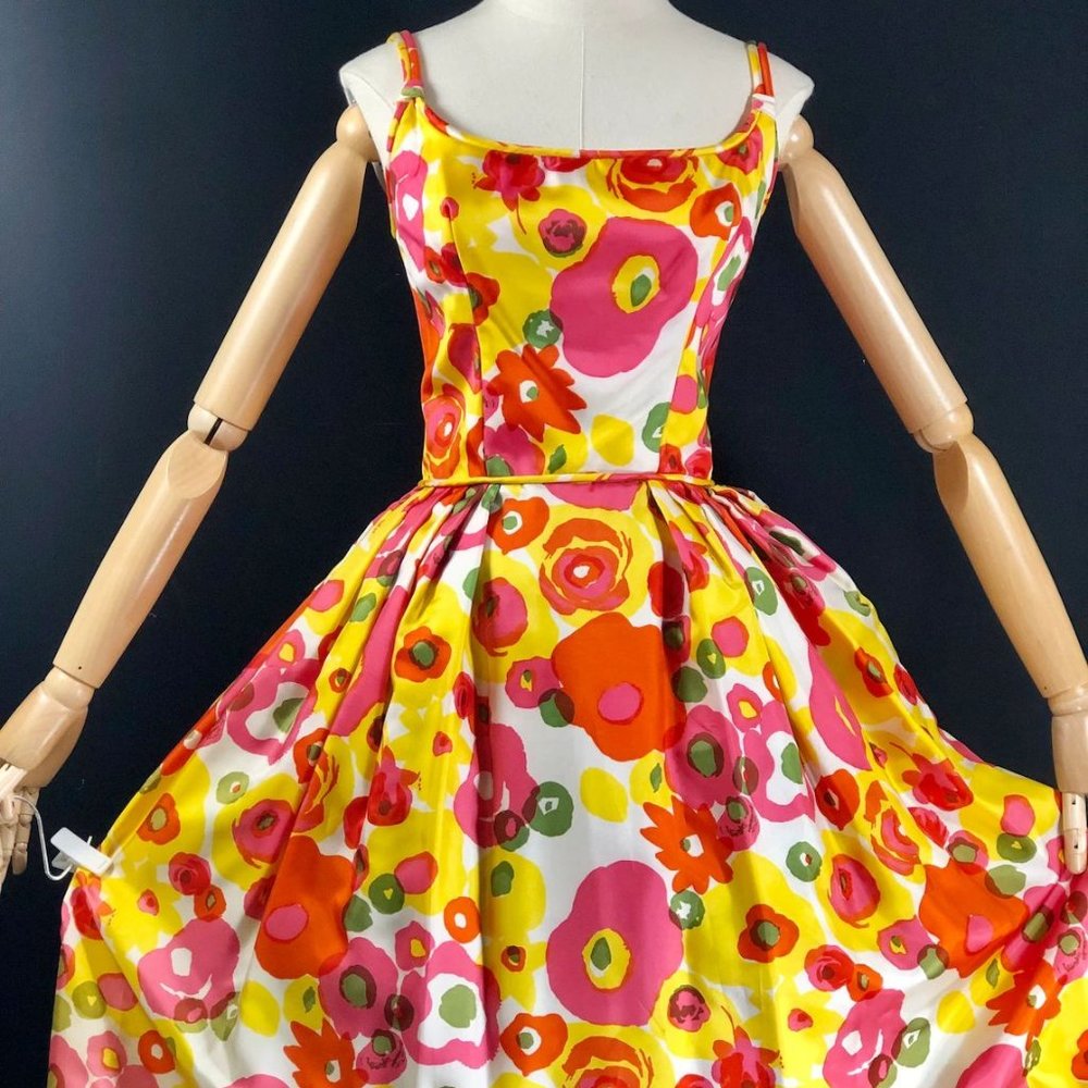 Floral Op Art Summer Party Dress / Sundress Cockta
